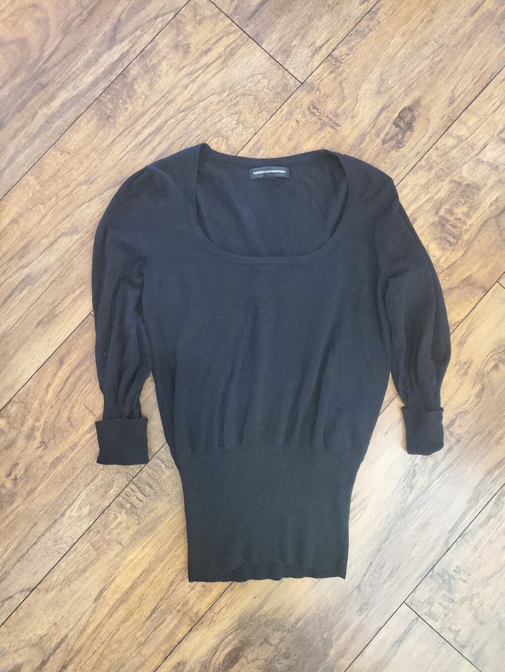 Express Design Studio Black Puff Sleeve Sweater Top XS